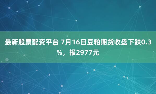 最新股票配资平台 7月16日豆粕期货收盘下跌0.3%，报2977元